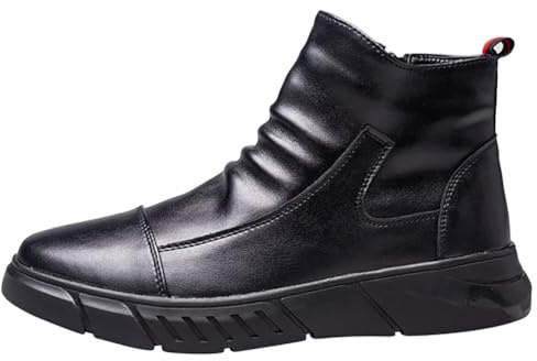 Scarpe Antinfortunistiche Uomo con Punta in Acciaio Stivali da Lavoro con Cerniera Laterale Suola in Gomma Antiscivolo Leggere Comode Resistenti alla Perforazione,Nero,42 EU