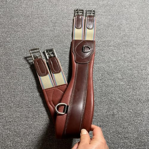 Cinghia per cavalli in pelle di mucca di alta qualità - Cinghia per sella resistente per cavalli con cinghie inglesi(brown,41inch)