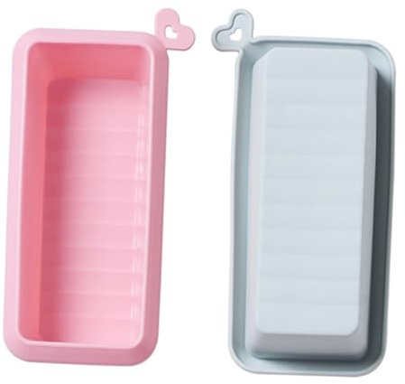 DECOMELODY 2 piezas Moldes Silicona para Hornear Bizcochos Rectangulares Reutilizables Antiadherentes para Tartas y Pan Hogar