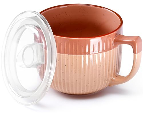 NUTRIUPS Mikrowellen Keramik Suppenschüssel mit Henkel, 900ml Suppentassen mit Henkel, Kaffeetasse Groß