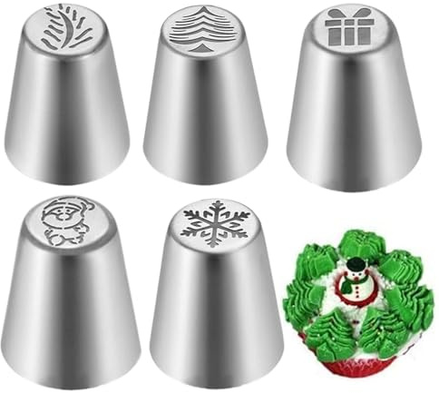 Punte russe per tubazioni – Cinque ugelli in acciaio, set di strumenti artistici per glassa, per la decorazione di dolciumi, per pasticceria | Attrezzature culinarie per torte