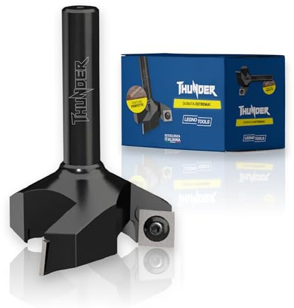 LegnoTools Thunder Fraise à ouvrir bois diamètre 35 mm, tige 8 mm, avec 3 inserts interchangeables en carbure 10,5 mm - pour niveler, bords et rainures - pour CNC et fraiseuse verticale
