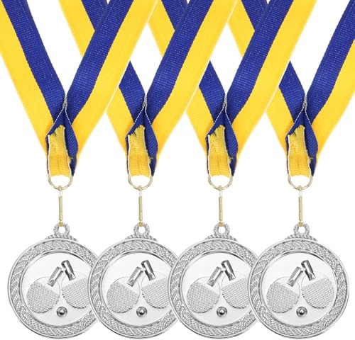 QUARKZMAN Tischtennis Medaillen Silberne Metall Medaillen Auszeichnung mit Halsbändern Orden für Sportstag Oder Mini Olympiade Partygeschenk,