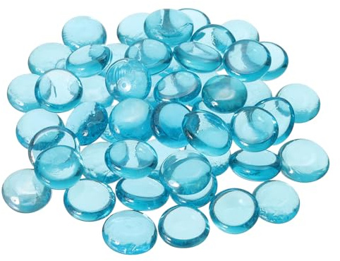 QUARKZMAN 50Pci Biglie di Vetro Piatte Riempitivo Vaso Azzurro 17-19mm | Biglie Di Vetro Decorative Ciottoli Di Vetro Gemme Perline, Per Artigianato Decorativo Per La Casa
