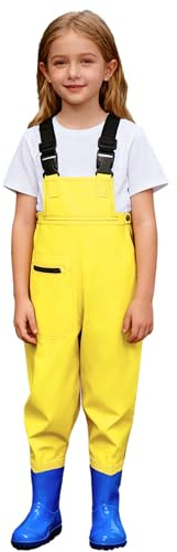 YEAHDOR Kids Chest Waders Waterproof Hunting Waders with Boot Lightweight Fishing Bootfoot for Boys Girls Yellow 10-11 Years