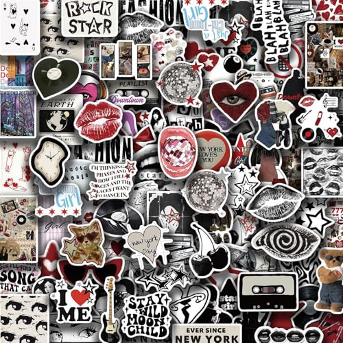 100 PCS Y2K Stickers Pack, Aesthetic Downtown Girl Vinyl Waterproof Stickers, Cool Funny Decals for Water Bottles, Laptops, Skateboards, Scrapbooks, Unique Stickers for Teens and Adults (Y2K A)