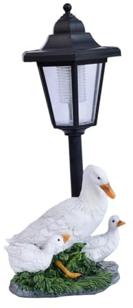 Sharplace Statue de canard pour jardin extérieur, figurine animale avec lumières solaires, décoration de jardin, lampe paysagère, adorable ornement en résine