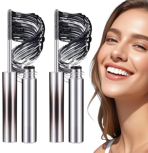 2 pinceles de rímel de metal, resistente al agua, máscara de pestañas de fibra, densifica y alarga el cabello al instante, dura 24 horas sin desvanecerse, nutre de forma natural