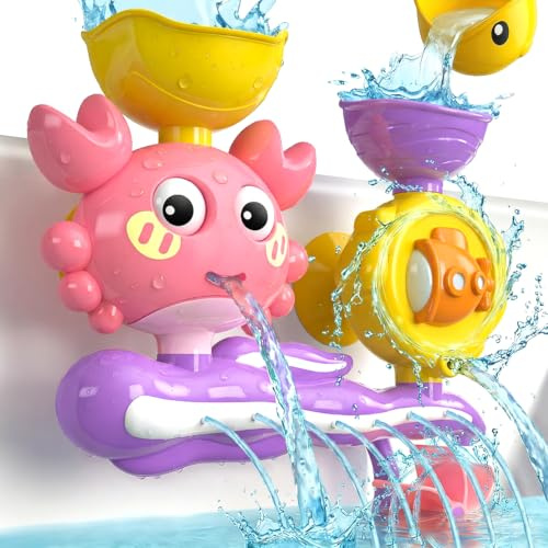 Girl Bath Toys for 1 2 3 Year Old: Toddler Toys for 1+ Year Old Girls Gifts | Pink & Purple Water Toys for Kids Age 2-4, Birthday Gifts for 1 2 Year Olds Girls, Baby Bathtub Toys with Rich Water Effects