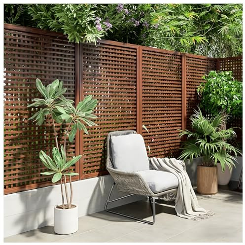 Paravent En Bois – Panneau Décoratif À Treillage Pour Jardin, Brise-vue Pour Terrasse Et Balcon, Séparateur Autoportant, Mur D'intimité Pour Pergola Et Cour(90x90CM/23.6x23.6)