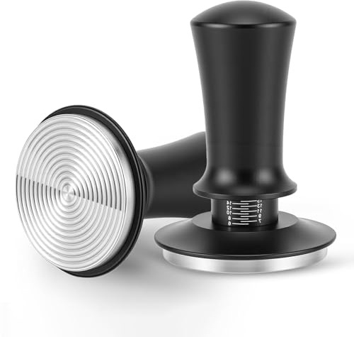 53mm Threaded Coffee Tamper, Spring Loaded Espresso Tamper Professional Barista Tool, Self Leveling Stainless Steel Tamper for 54mm Portafilter