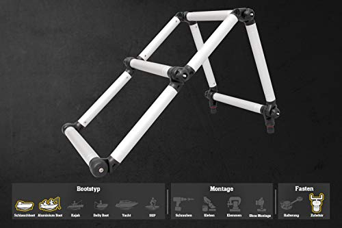 FASTEN Aluminium Badeleiter für Boote und Schlauchboote (Ø 32 mm - max. 140 kg), Farbe:schwarz/alu-Silber