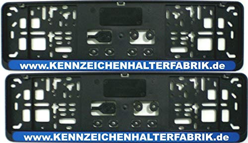 Satz (2 Stück) Kennzeichenhalter - KURZ 46 cm - BLAU (Leiste) - MIT INDIVIDUELLEM WUNSCHTEXT - PREMIUMQUALITÄT - personalisiert 460 mm