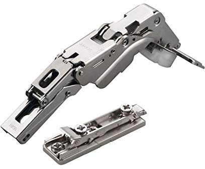 2 x Salice Topfband 155° Serie 200 Dämpfer im Topf Bohrbild T45 Eckanschlag | Null-Einsprung mit Linear-Montageplatte Höhe 6 mm mit Euroschrauben, Exzenterverstellung Schrankscharnier von SOTECH