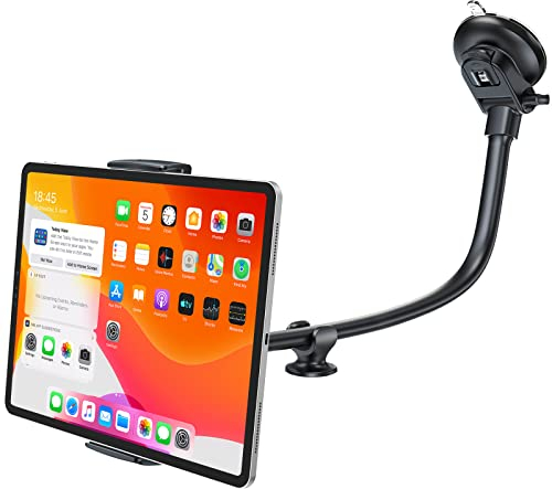 APPS2Car Tablet Halterung Auto,Tablethalterungen Auto,Für 7,9-11 Zoll Schwanenhals Tablet Halterung Auto Vorne Für iPad mini/9,7/10,2/10,5 Und Mehr,13 Long Arm Anti-Vibration 360 Grad Einstellbar