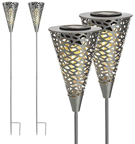 FiNeWaY 2 x Solar 5 Bright LED Silhouette Garden Decorative Stake Light Lamp Xmas - Garden Decoration – Ideal for Flower Bed, Patio, Decking – Waterproof