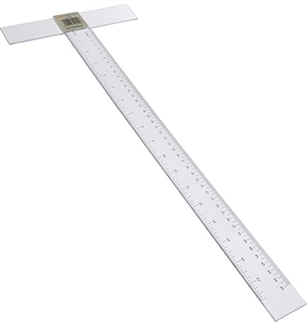 Harilla Kunststoff T-Lineal mit Zentimeter & Zoll Skala, 45cm T-Winkel Lineal Transparent, Präzises T-Square Lineal, Doppelskala Zeichenlineal für für Zeichnen Layout Arbeiten Schule Büro Skizzieren