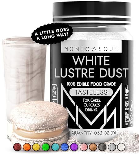 MONÉGASQUE White Edible Glitter for Drinks & Cakes, Lustre Dust, 15g | Cocktail Shimmer, Sparkle Powder, for Champagne, Cupcakes & Cookies, Cupcake & Dessert Decorating, Food-Grade, Vegan