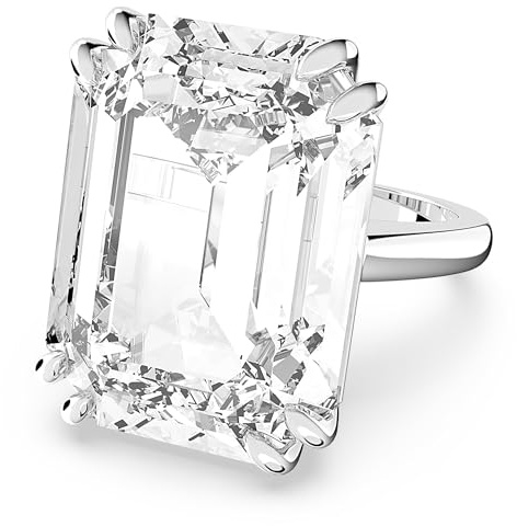 Swarovski Mesmera Cocktail Ring, Kristall im Oktagon-Schliff, Weiss, Rhodiniert