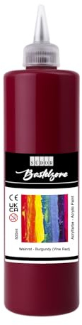 PINTURA ACRÍLICA 500 ml - Pintura altamente pigmentada. Pintura de artista opaca para madera, piedra, lienzo, papel, tela, cuero, metal, colada. pintura para todo uso (rojo vino)
