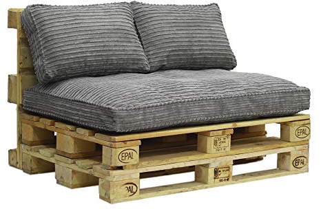 Palettenkissen Palettensofa Cord Set Outdoor Sitzkissen Palettenauflage (Grau, Set 2+1)