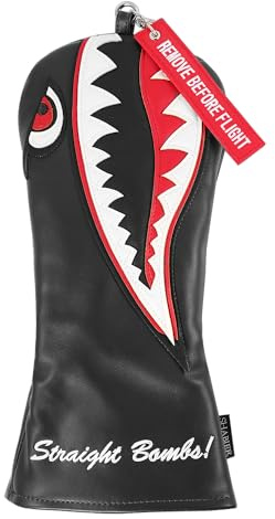 SHABIER Housse de Protection en Cuir Noir pour conducteur de Golf Flying Tiger Warshark 460 CC, Fairway, Hybride, étiquettes numérotées interchangeables
