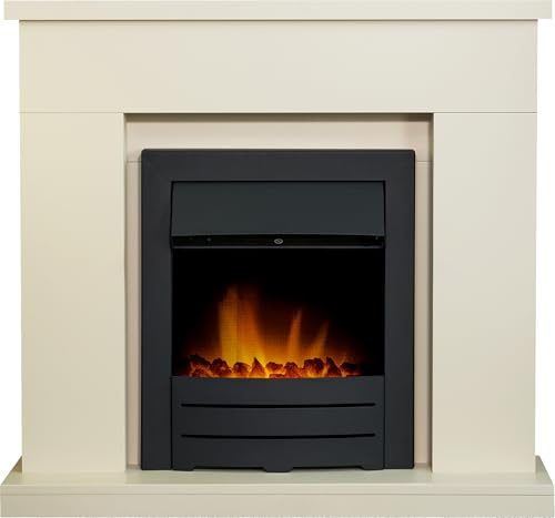Adam Lomond Fireplace in Stone Effect with Colorado Electric Fire in Black, 39 Inch