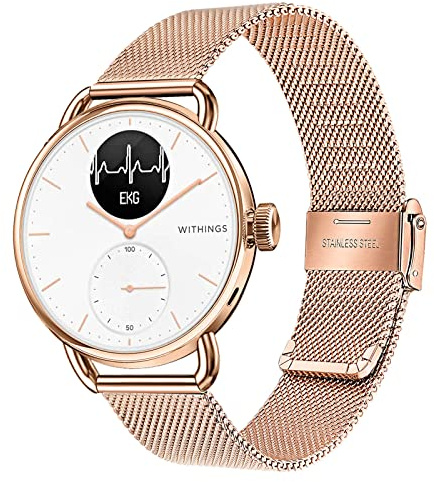 TRUMiRR Compatible avec Withings ScanWatch 38mm Bracelet, 18MM Bracelet en acier inoxydable tissé en maille bracelet de montre en métal à dégagement rapide pour Withings Steel HR 36mm/Move/Steel