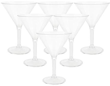 Tubayia Set di 6 bicchieri da cocktail vintage in vetro da 300 ml, in acrilico trasparente