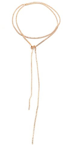 Yienate Boho Y Halskette Gold Cz Strass Tennis Kette Funkelnd Lariat Kristall Halskette Lang Tie Up Choker Halskette Bling Prom Halskette Schmuck Geschenk Für Frauen Mädchen