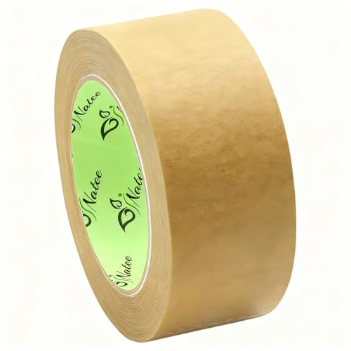 NATEE Kraft Paper Packaging Tape | Fully Recyclable Sticky Tapes | Strong Eco-Friendly Kraft Paper for Packing Parcels and Boxes | Brown Paper Packaging for Moving House | (Pack of 1, 48mm x 50M)