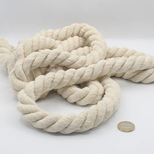 3 mètres Cordon en Coton Rond 20 mm Corde Tressée avec âme en Coton Naturel, Idéal pour DIY, Couture, Polyvalent 20mm Noir
