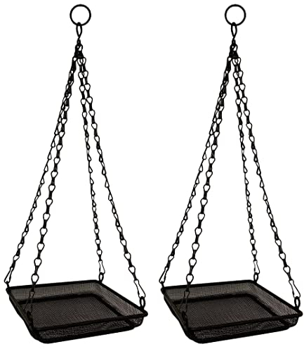 Selections Hanging Metal Bird Seed & Nut Feeder Tray Platform Mesh (Pack of 2)
