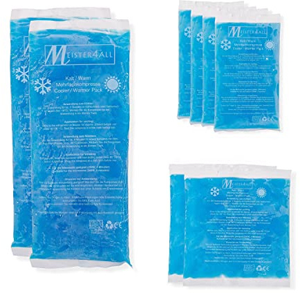 Meisterhome® Kalt Warm Kompressen Spar Set Mehrfachkompressen – Kompresse - Wiederverwendbar Coolpack – Hot Cold pack - 8 teiliges Set mit verschiedenen Größen Ideal für Familie und Sport (8 Set)