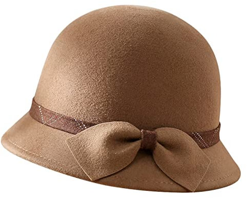 ZMNKH 1920s Retro Filzhut Glockenhut Damen Filzhut aus 100% Wolle Herbst/Winter Melonenhut