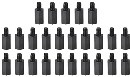 YOKIVE 25Stk M4 Abstandshalter Schrauben Nylon Sechskant PCB Abstandshalter mit Hoher Isolierwirkung Halten Höhe Konstant Perfekt für Platine (Schwarz 10mm+6mm)