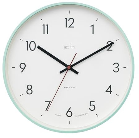 Acctim Aster Non-Ticking Sweep Sleek Wall Clock (Mint Humbug)