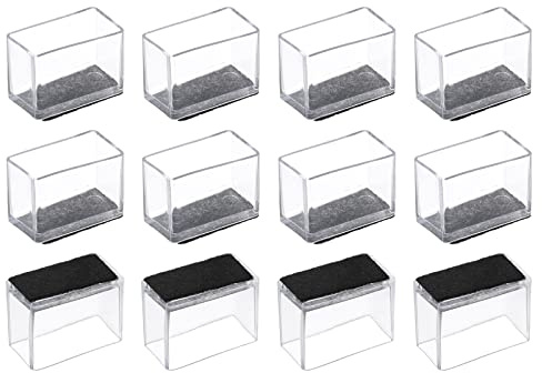sourcing map Stuhlbein-Bodenschoner, rechteckig, PVC und Filz, Stuhlbein-Abdeckkappen für Hartholzböden (transparent-weiß, 15 x 30 mm)