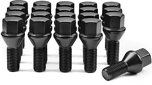 ZOFFI Black Wheel Bolts M14x1.25, Replacement for BMW 1er (since 2010) 3er (since 2011) 5er (since 2009), Tapered Seat 60° Thread 27mm HEX 17mm （Set of 20）