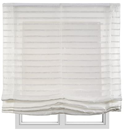 STORESDECO Raffrollo mit Stangen 175H x 150B - Waschbares Faltrollo zum Bohren inkl. Montagematerial - Lichtdurchlässige Roman Blinds mit Kindersicherung für Fenster & Türen - Gardinen Rollo Küche
