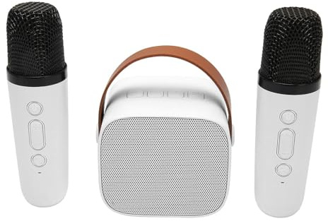 Mini Karaoke Machine Set, Haut-Parleur Bluetooth Stéréo Portable avec 2 Microphones sans Fil pour Enfants Adultes, Stockage jusqu'à 512G, Microphone Portable pour Home Party KTV