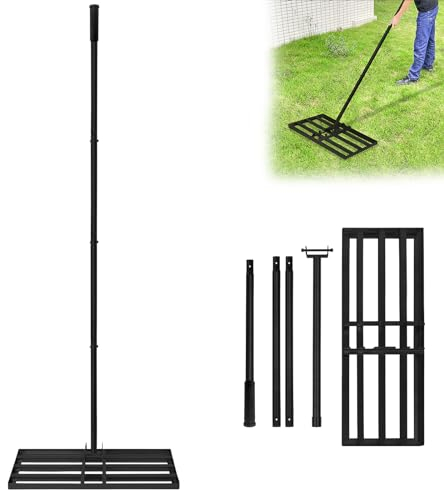 Aufun Raclette à gazon professionnelle 25 x 76 cm - Avec manche à longueur réglable, niveleur de nivellement - Pour terrain de golf, jardin, cour