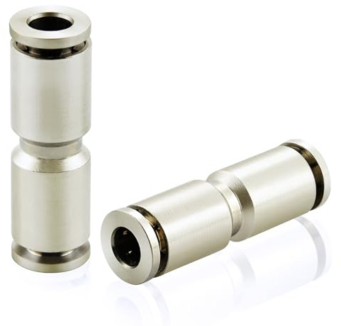 TAILONZ PNEUMATIC 6mm Cobre Niquelado Racores rectos para racores de aire Racores rápidos Push Lock Racores neumáticos Conectores para tubo PU-6 (Pack de 5)