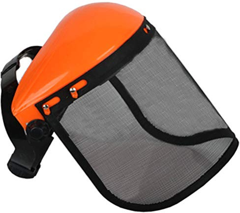 Pssopp Chapeau de Casque de sécurité en avec Visière Intégrale, Protection Contre Les Débroussailleuses Forestières (Rouge)