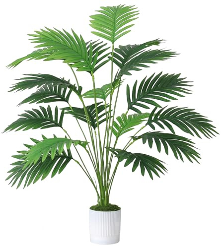 SOMYHING Künstliche Palmenblätter Pflanze im Topf: Grüne Blätter Hawaiian Monstera, 18 Zweige, 71CM Splitphilo