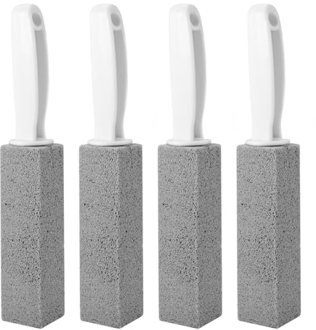 4 Stück Bimsstein Toilettenreiniger, Cleaning Block WC Bimsstein Toilette WC Reinigungsstein Toilette-Reinigungsstein Bimsstein mit Langem Stiel Toilette Bimsstein Reinigungsstein für Bad, Toilette