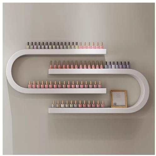 ZBJDX U-FöRmiges Nagellackregal, Wandmontiertes Aufbewahrungsregal, Wandhintergrundregal, FüR Nagelstudios Und WohnräUme,Weiß