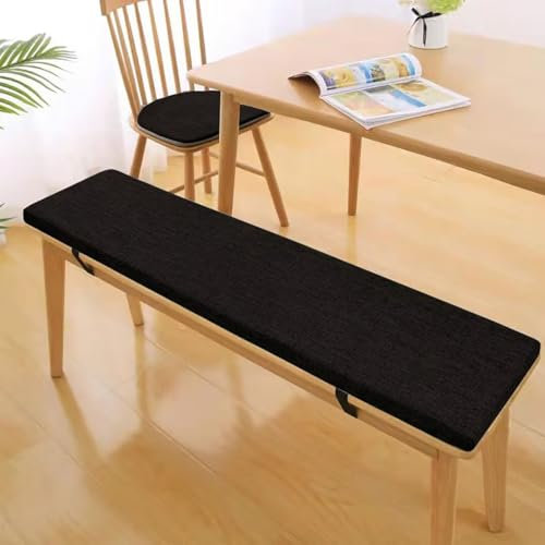 Xinwanhong 3 cm Dickes Sitzkissen Bankauflage, Bankkissen Bankauflage, Waschbare Stuhlkissen Bankpolster, Polsterauflage Auflage für Gartenmöbel, Terrasse, Schwarz, 110 * 30 * 3