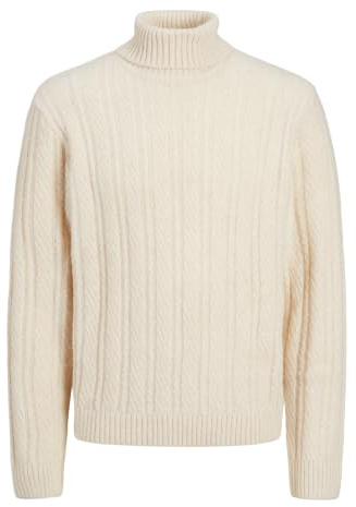 JACK & JONES Jprblatrent Knit Cable Roll Neck BF Maglione Lavorato a Maglia, Sabbia Estiva. Dettagli: Melange, M Uomo