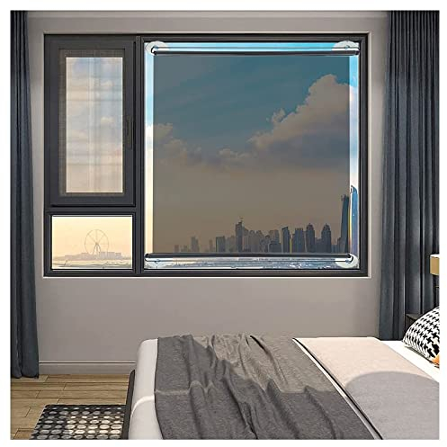 CWCQGH Schwarz - Silberner Sonnenschutz-Rollo, kein Stanzen, Saugnapf-Rollo, UV-blockierender, reflektierender Fenster-Abdeckungsvorhang, Einwegspiegel und transparent (93 x 150 cm/36,6 x 59 Zoll)